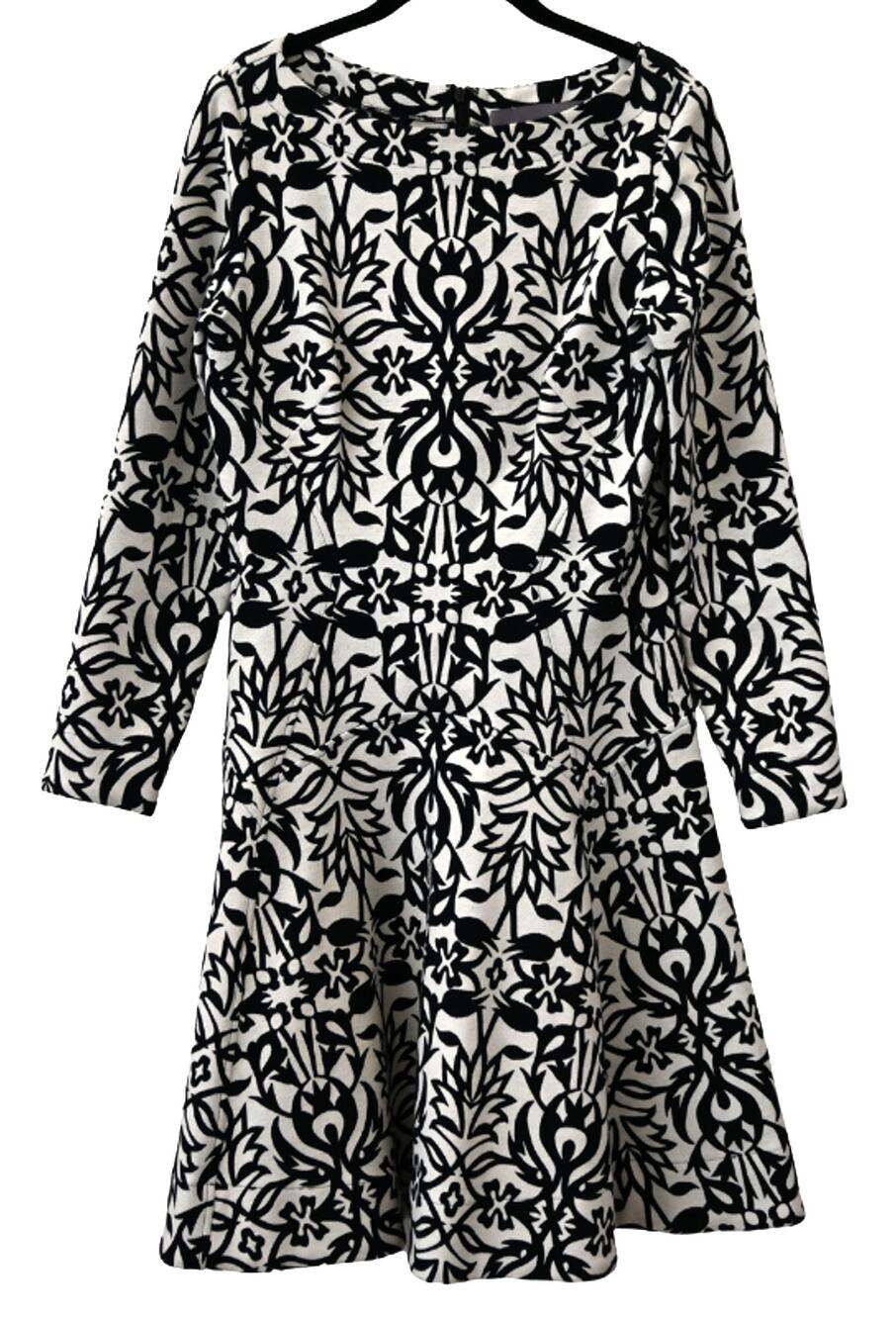 Lela Rose Off White Black Damask Woven Fit & Flare Dress Size 10